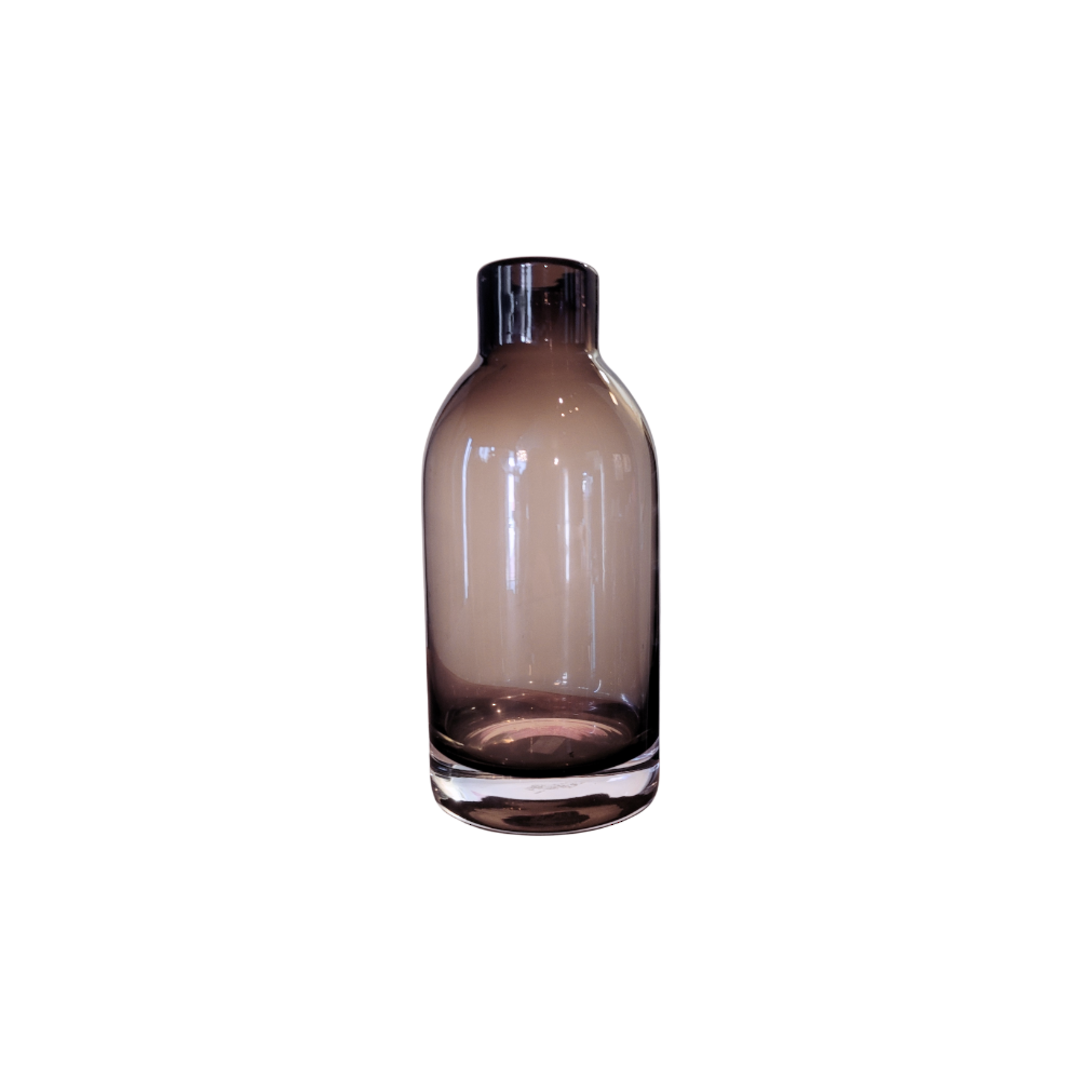 Flat Bottomed Glass Bottle Vase - Smokey Grey 20m image 0